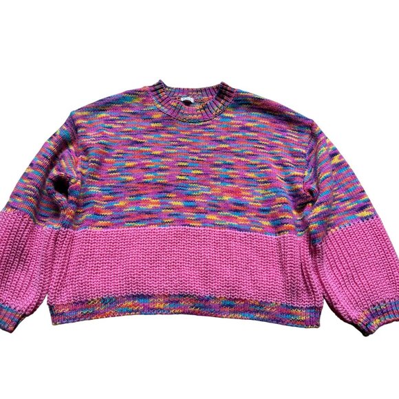 POL Size M Multicolor Pink Rainbow Colorful Confetti Boxy Oversized Sweater - Picture 3 of 16